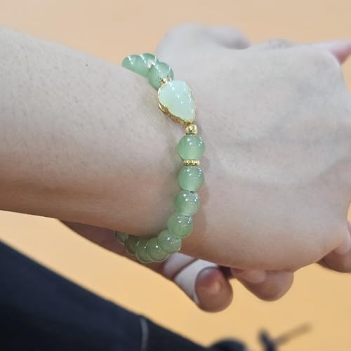 WhimsyWoven Lucky Gourd Bracelet – Jade Inspired Bracelet Beads Edition Symbolic Adjustable Unisex Accessory