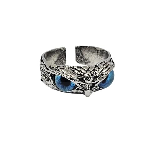 WhimsyWoven Owl Ring Series – Adjustable Punk-Inspired Accessory for All Genders (Blue)