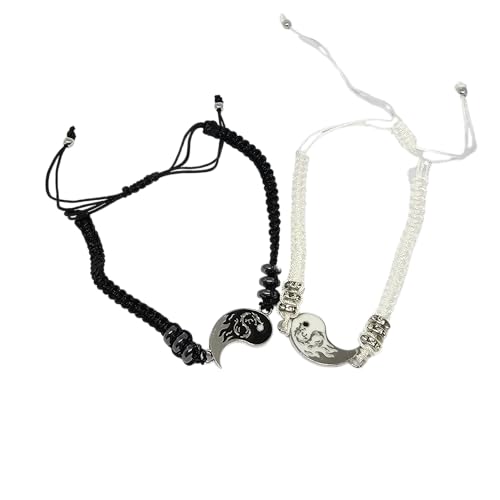 WhimsyWoven Thread of Destiny – Matching Couple Bracelets (Yin Yang White-Black #1)