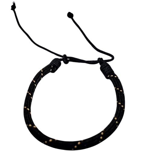 WhimsyWoven Handmade Ethnic Cord Bracelet – Adjustable Unisex Accessory Edition Boho Vibes for Everyday Wear (Black with Yellow Dots)