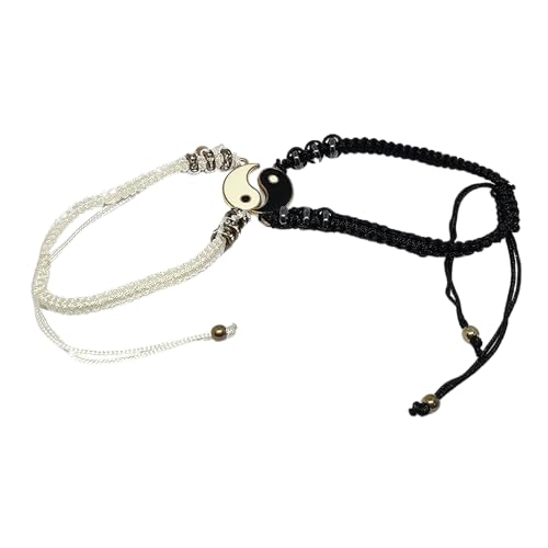 WhimsyWoven Thread of Destiny – Matching Couple Bracelets (Yin Yang White-Black #2)