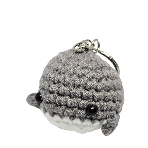 Handmade Crochet Whale Keychain – Soft Plush Knitted Toy for Bags, Gifts & Collectibles (Gray)