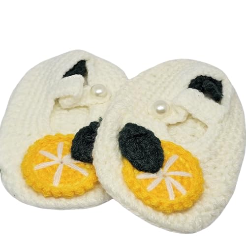 WhimsyWoven Handmade Crochet Baby Shoes – Soft Prewalker Shoes for Baby Girls & Boys – 3–12 Month Size – Gender Neutral Gift (Sweet Citrus)