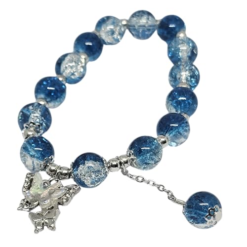 WhimsyWoven Jade-Inspired Bracelet – Blue Butterfly Charm Everyday Feminine Accessory
