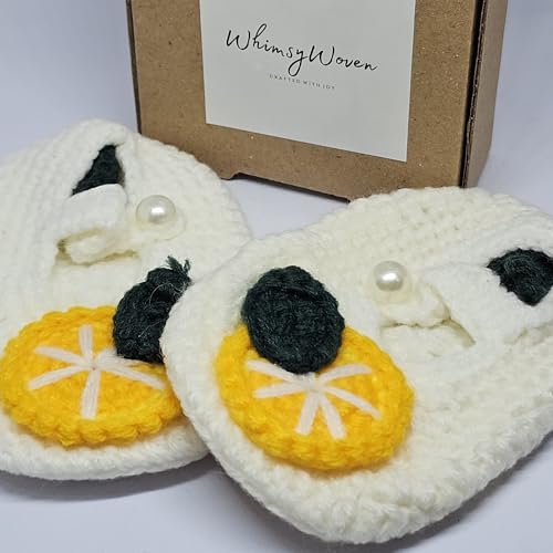 WhimsyWoven Handmade Crochet Baby Shoes – Soft Prewalker Shoes for Baby Girls & Boys – 3–12 Month Size – Gender Neutral Gift (Sweet Citrus)