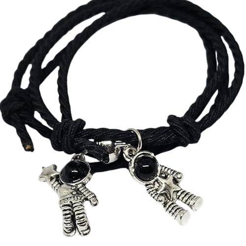 WhimsyWoven Thread of Destiny – Matching Couple Bracelets (astronaut Black #5)