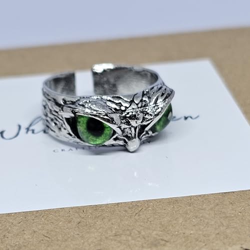 WhimsyWoven Owl Ring Series – Adjustable Punk-Inspired Accessory for All Genders (Green)