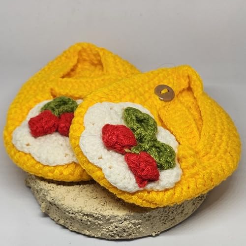 WhimsyWoven Handmade Crochet Baby Shoes – Soft Prewalker Shoes for Baby Girls & Boys – 3–12 Month Size – Gender Neutral Gift (Cute Cherry)
