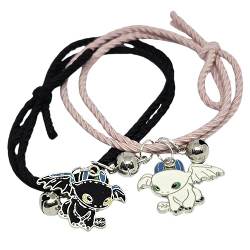 WhimsyWoven Couple Bracelet – Bestie Edition Cute Matching Set for BFFs, Soulmates & Couples (Black Pink)
