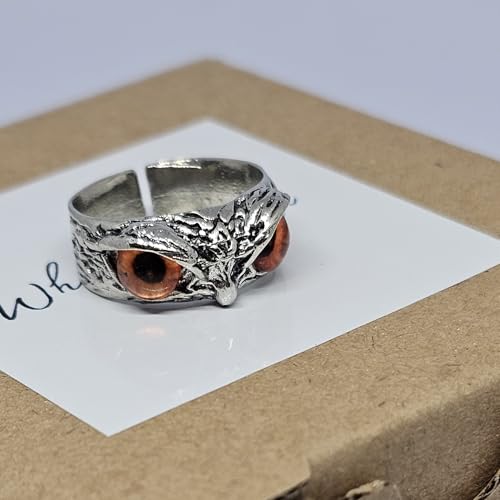 WhimsyWoven Owl Ring Series – Adjustable Punk-Inspired Accessory for All Genders (Orange)