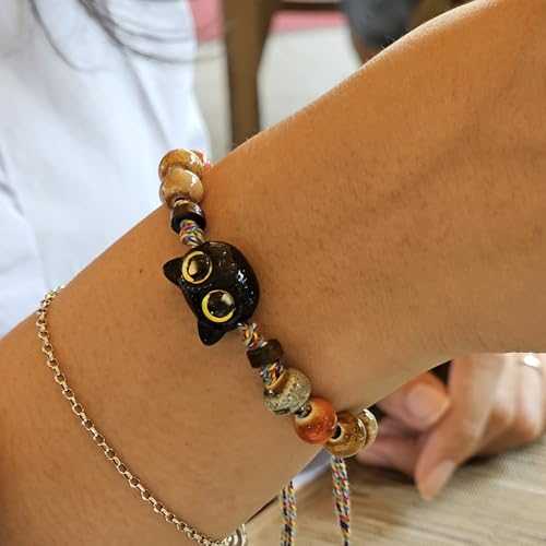 WhimsyWoven Vintage Cat Bracelet – Charm Editions (Unisex) (Rainbow)