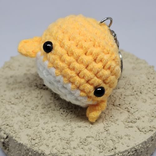 Handmade Crochet Whale Keychain – Soft Plush Knitted Toy for Bags, Gifts & Collectibles (Orange)
