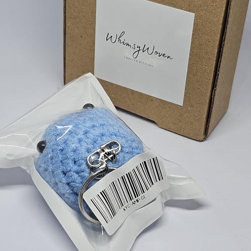 Handmade Crochet Whale Keychain – Soft Plush Knitted Toy for Bags, Gifts & Collectibles (Blue White)