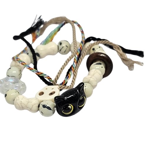 WhimsyWoven Vintage Cat Bracelet – Charm Editions (Unisex) (White)