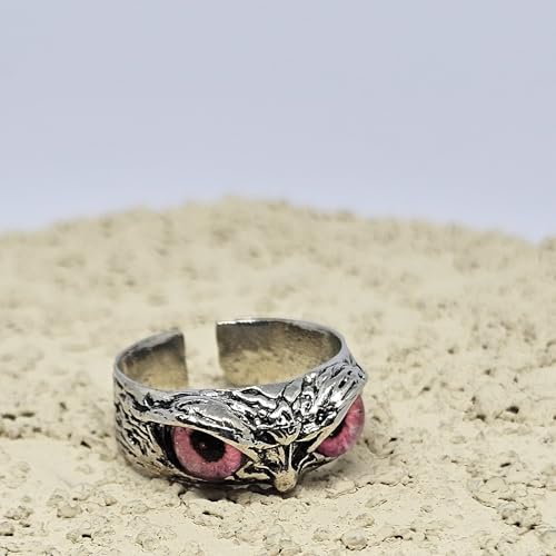 WhimsyWoven Owl Ring Series – Adjustable Punk-Inspired Accessory for All Genders (Pink)