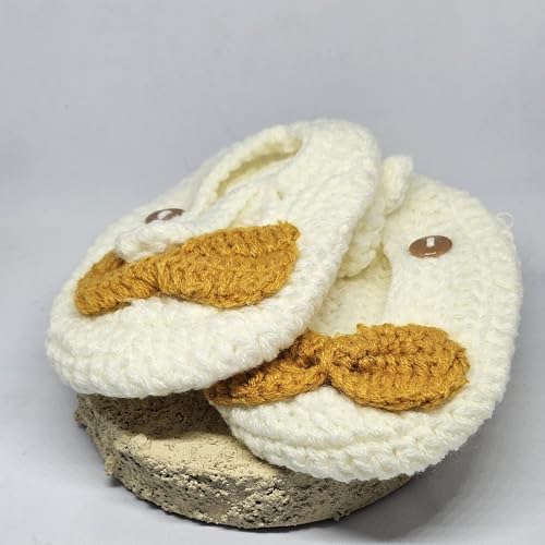 WhimsyWoven Handmade Crochet Baby Shoes – Soft Prewalker Shoes for Baby Girls & Boys – 3–12 Month Size – Gender Neutral Gift (Creamy Ribbon)