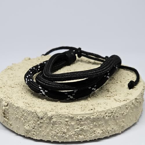 WhimsyWoven Paracord Bracelet Series – Tactical-Inspired Everyday Accessory (Triple-Wrap Round Paracord with Black-White Cross Pattern)