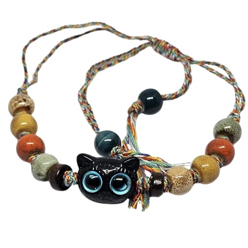 WhimsyWoven Vintage Cat Bracelet – Charm Editions (Unisex) (Blue-pupil)