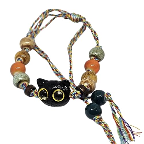 WhimsyWoven Vintage Cat Bracelet – Charm Editions (Unisex) (Yellow-pupil)