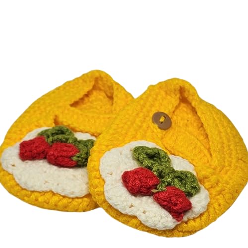 WhimsyWoven Handmade Crochet Baby Shoes – Soft Prewalker Shoes for Baby Girls & Boys – 3–12 Month Size – Gender Neutral Gift (Cute Cherry)
