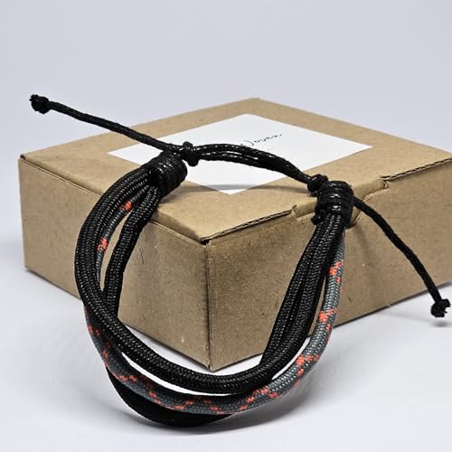 WhimsyWoven Paracord Bracelet Series – Tactical-Inspired Everyday Accessory (Triple-Wrap Round Paracord with Grey-Orange Cross Pattern)