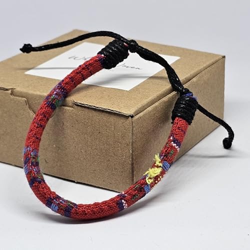 WhimsyWoven Ethnic Songket Bracelet Series – Handwoven Textile Accessory (Red & Blue)