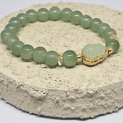 WhimsyWoven Lucky Gourd Bracelet – Jade Inspired Bracelet Beads Edition Symbolic Adjustable Unisex Accessory
