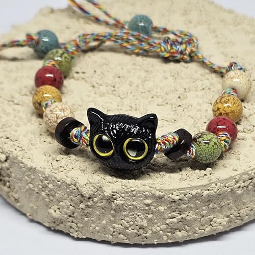 WhimsyWoven Vintage Cat Bracelet – Charm Editions (Unisex) (Rainbow)