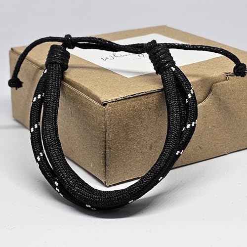 WhimsyWoven Paracord Bracelet Series – Tactical-Inspired Everyday Accessory (Triple-Wrap Round Paracord with Black with White Stripe)