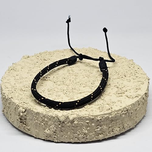 WhimsyWoven Handmade Ethnic Cord Bracelet – Adjustable Unisex Accessory Edition Boho Vibes for Everyday Wear (Black with Yellow Dots)