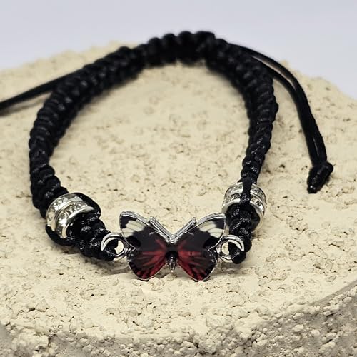 WhimsyWoven Thread of Destiny – Matching Couple Bracelets (Black Butterfly)
