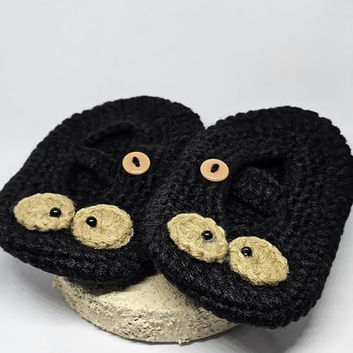 WhimsyWoven Handmade Crochet Baby Shoes – Soft Prewalker Shoes for Baby Girls & Boys – 3–12 Month Size – Gender Neutral Gift (Midnight Eye)