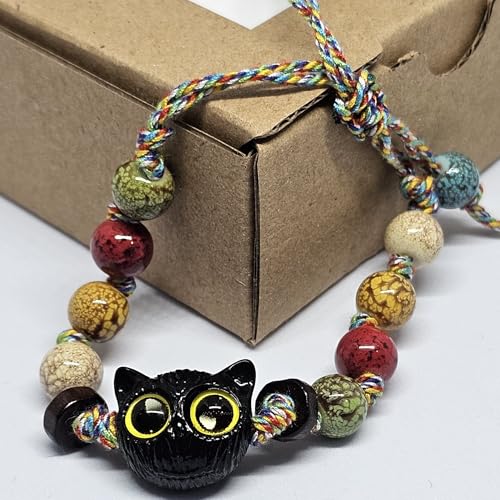 WhimsyWoven Vintage Cat Bracelet – Charm Editions (Unisex) (Rainbow)