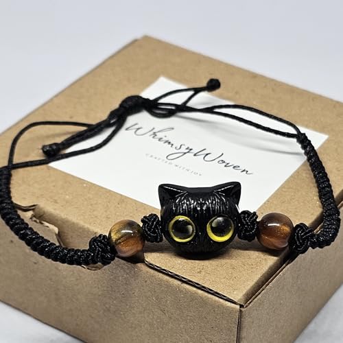 WhimsyWoven Vintage Cat Bracelet – Charm Editions (Unisex) (Yellow-kucing)