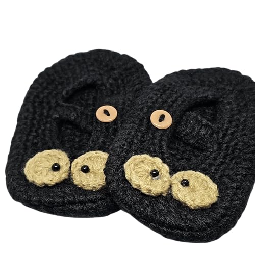 WhimsyWoven Handmade Crochet Baby Shoes – Soft Prewalker Shoes for Baby Girls & Boys – 3–12 Month Size – Gender Neutral Gift (Midnight Eye)