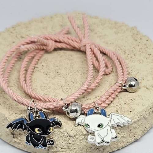 WhimsyWoven Couple Bracelet – Bestie Edition Cute Matching Set for BFFs, Soulmates & Couples (Pink)