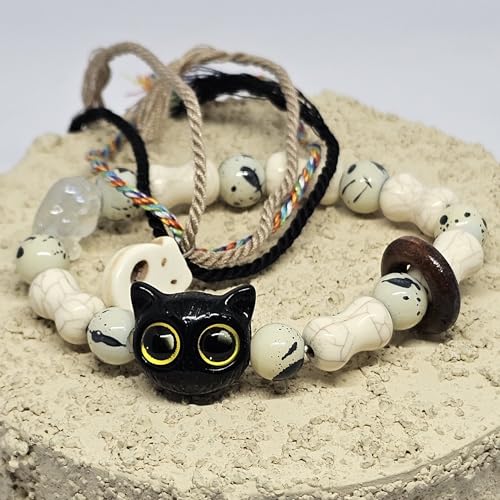 WhimsyWoven Vintage Cat Bracelet – Charm Editions (Unisex) (White)