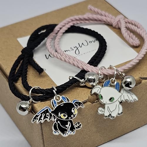WhimsyWoven Couple Bracelet – Bestie Edition Cute Matching Set for BFFs, Soulmates & Couples (Black Pink)
