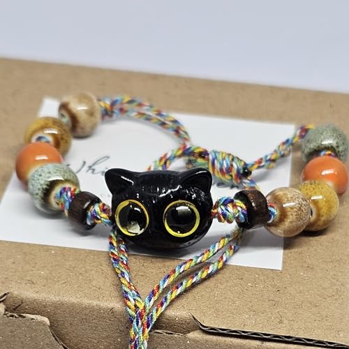WhimsyWoven Vintage Cat Bracelet – Charm Editions (Unisex) (Yellow-pupil)