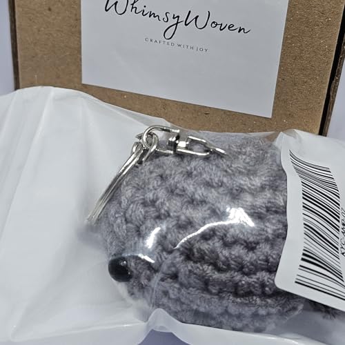 Handmade Crochet Whale Keychain – Soft Plush Knitted Toy for Bags, Gifts & Collectibles (Gray)