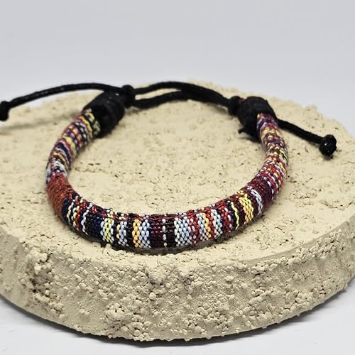 WhimsyWoven Ethnic Songket Bracelet Series – Handwoven Textile Accessory (Red & Black)