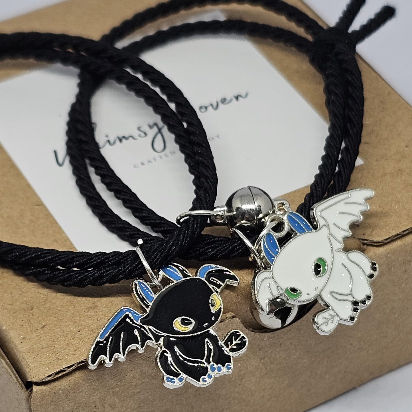 WhimsyWoven Couple Bracelet – Bestie Edition Cute Matching Set for BFFs, Soulmates & Couples (Black)