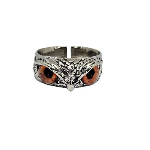 WhimsyWoven Owl Ring Series – Adjustable Punk-Inspired Accessory for All Genders (Orange)