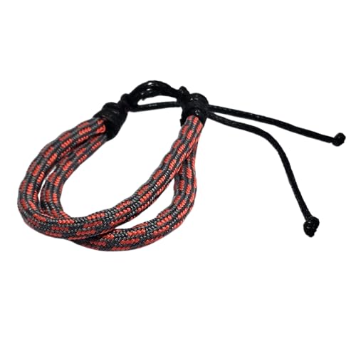 WhimsyWoven Paracord Bracelet Series – Tactical-Inspired Everyday Accessory (Double-Wrap Round Paracord with Grey with Red Stripe)