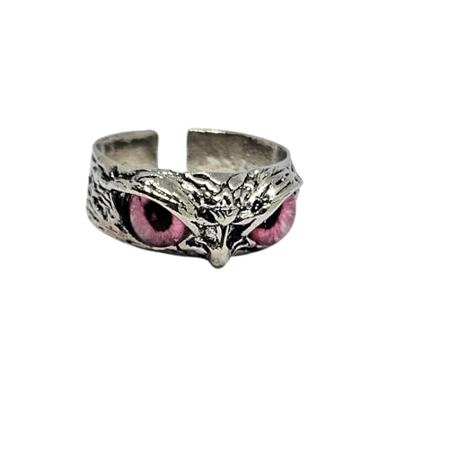 WhimsyWoven Owl Ring Series – Adjustable Punk-Inspired Accessory for All Genders (Pink)