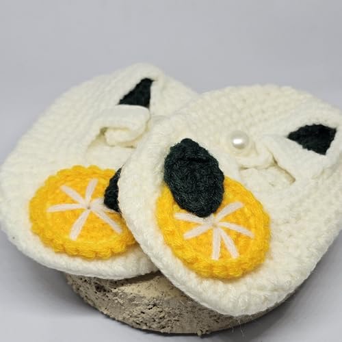 WhimsyWoven Handmade Crochet Baby Shoes – Soft Prewalker Shoes for Baby Girls & Boys – 3–12 Month Size – Gender Neutral Gift (Sweet Citrus)