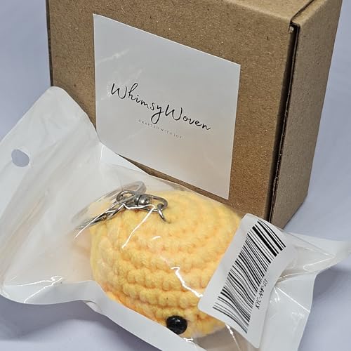 Handmade Crochet Whale Keychain – Soft Plush Knitted Toy for Bags, Gifts & Collectibles (Yellow White)