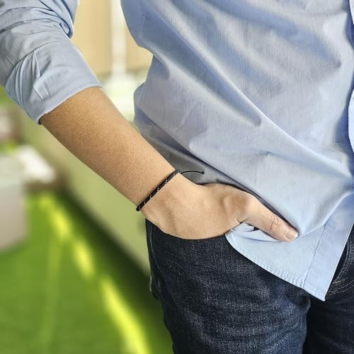 WhimsyWoven Handmade Ethnic Cord Bracelet – Adjustable Unisex Accessory Edition Boho Vibes for Everyday Wear (Black with Yellow Dots)