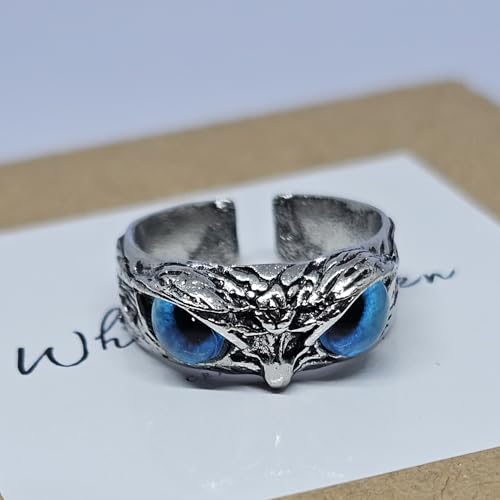 WhimsyWoven Owl Ring Series – Adjustable Punk-Inspired Accessory for All Genders (Blue)