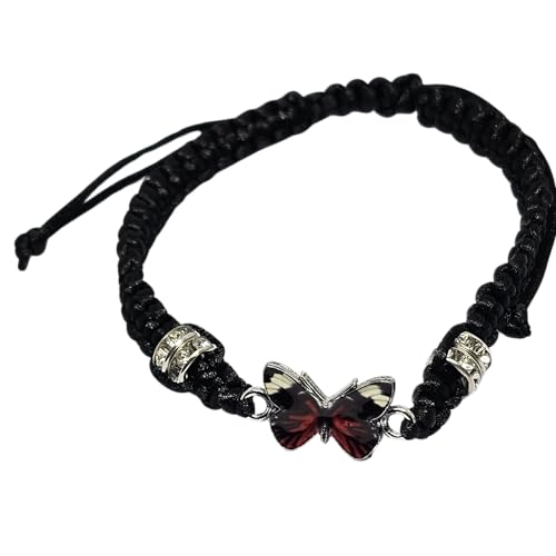 WhimsyWoven Thread of Destiny – Matching Couple Bracelets (Black Butterfly)